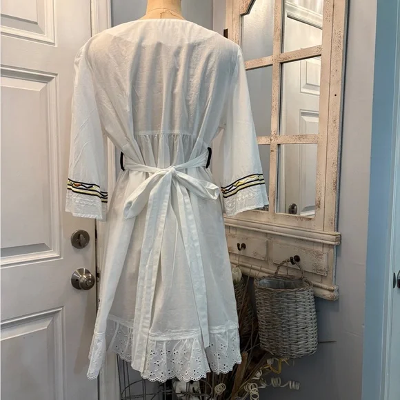 Seventh Avenue Cotton Embroidered Long‎ Sleeve White Dress SZ Soft Asthetic Boho - Picture 3 of 5
